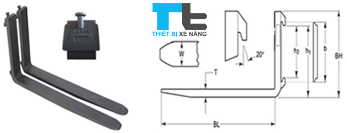 Hình vẽ chi tiết càng xe nâng